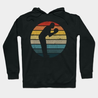 Bowling Silhouette On A Distressed Retro Sunset design Hoodie